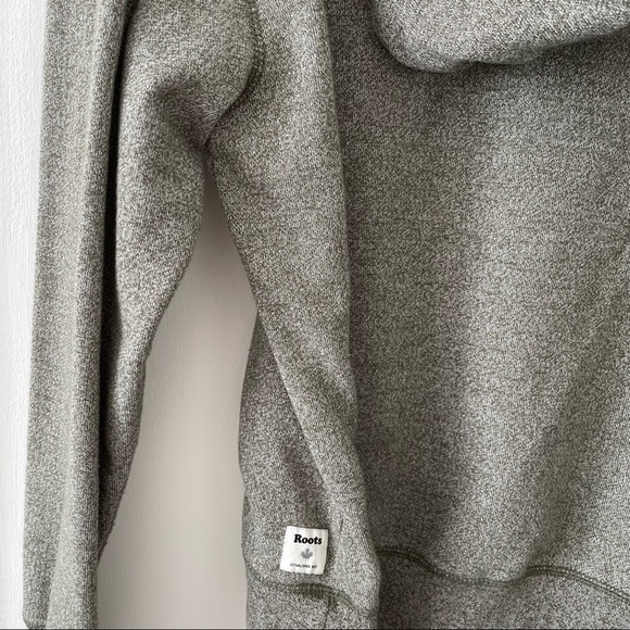Roots 1/4 Zip Hooded Sweatshirt in Salt & Pepper Green - Picture 5 of 7